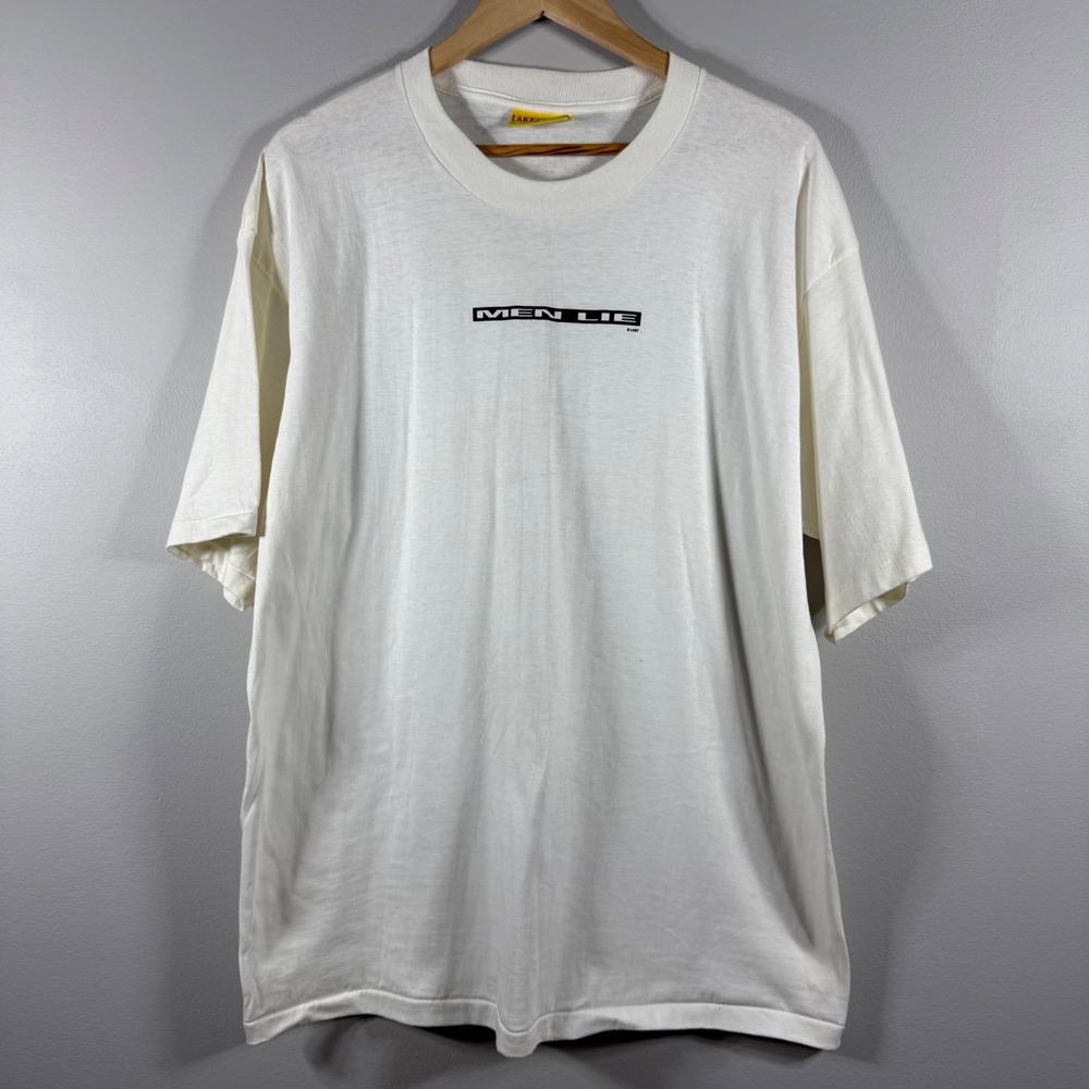 Lake Street Shirts Vintage Men Lie Graphic T-Shirt White XL